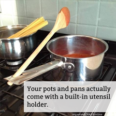 Using Pots and Pan Handles as Utensil Holders