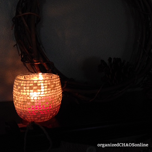 Lace Covered Candle Votive | Easy Last-Minute Thanksgiving Decor | organizedCHAOSonline